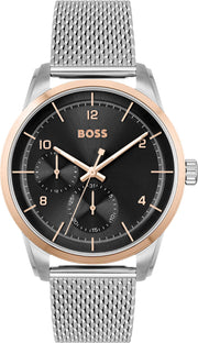 Hugo Boss Mesh Steel Black Dial Men's Multi-function Watch - 1513961