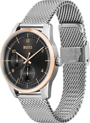 Hugo Boss Mesh Steel Black Dial Men's Multi-function Watch - 1513961