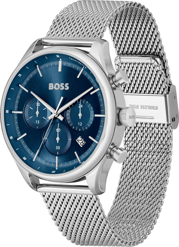 BOSS Chronograph Analog Quartz Watch with Blue Sunray Dial - Model 1514052