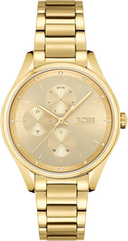 HUGO BOSS® Women's Quartz Analog Gold Sport Watch – 36mm, Luminous Dial, Model 1502584