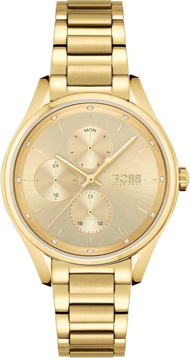 HUGO BOSS® Women's Quartz Analog Gold Sport Watch – 36mm, Luminous Dial, Model 1502584