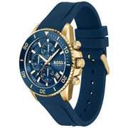 Hugo Boss Men’s Quartz Blue Silicone Strap Blue Dial 46mm Watch 1513965