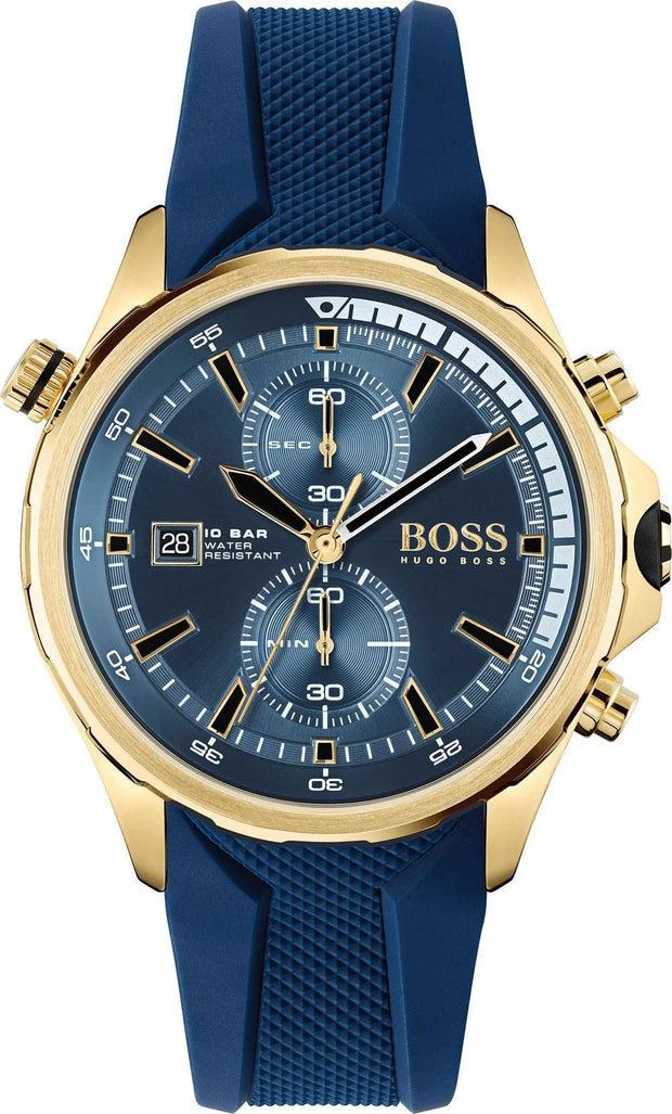 Hugo Boss Globetrotter Blue Silicone Men's Chronograph Watch - 1513822