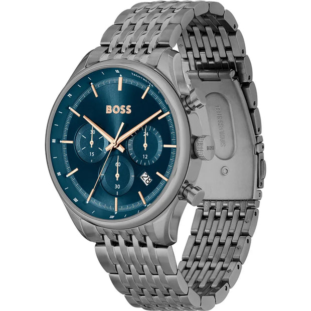 Hugo Boss Gregor Analog Quartz Men's Watch Blue Dial Stainless Steel - 1514083