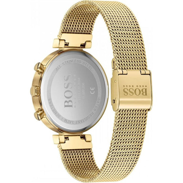 BOSS Ladies Quartz Analog Watch - 36mm Stainless Steel Gold Band Silver Dial - Model 1502552