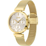 BOSS Ladies Quartz Analog Watch - 36mm Stainless Steel Gold Band Silver Dial - Model 1502552