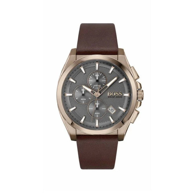 Hugo Boss Grandmaster Analog Quartz Watch for Men with Brown Leather Strap - 1513882