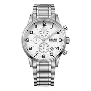 Hugo Boss Aeroliner Men’s Chronograph Quartz 44mm Stainless Steel White Dial  Watch - HB1512445