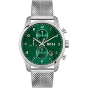 Hugo Boss® Men’s Quartz Silver Stainless Steel Green Dial 46mm Watch - 1513905