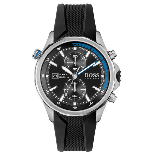 Hugo Boss Silicone Black Dial Chronograph Men's Watch - 1513820