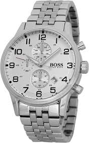 Hugo Boss Aeroliner Men’s Chronograph Quartz 44mm Stainless Steel White Dial  Watch - HB1512445