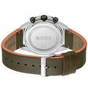 Hugo Boss Analog Quartz Watch with Green Dial and Green Leather Strap - Model 1514018