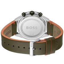 Hugo Boss Analog Quartz Watch with Green Dial and Green Leather Strap - Model 1514018