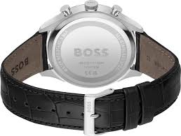 BOSS Chronograph Quartz Watch with Black Sunray Dial and Black Leather Band - Model 1514049