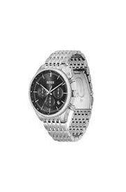 HUGO BOSS Multi-Function Analog Quartz Watch with Black Dial and Silver Stainless Steel Bracelet - Model 1514082