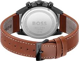 HUGO BOSS® Men’s Quartz Leather Strap Black Dial 44mm Watch 1513851