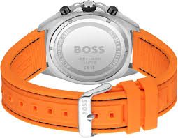 Hugo Boss Men’s Quartz Orange Silicone Strap Black Dial 44mm Watch 1513970