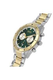 HUGO BOSS® Men’s Chronograph Quartz Stainless Steel Green Dial 44mm Watch 1513872