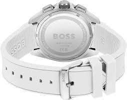 Hugo Boss Men’s Quartz White Silicone Strap Grey Dial 44mm Watch 1513948