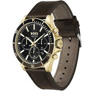 HUGO BOSS Men's Chronograph Troper 1514100 Watch Stainless Steel Leather Strap