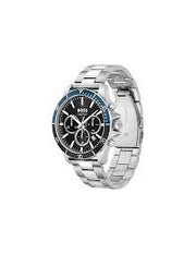 Hugo Boss Silver Steel Black Dial Chronograph Men's Watch - 1514101