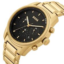 Hugo Boss Men’s Quartz Gold Stainless Steel Black Dial 44mm Watch - 1514006