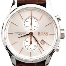 Hugo Boss Jet Silver Dial Brown Leather Chronograph Men’s Stainless Steel 42mm Watch - 1513280