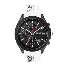 Hugo BOSS® Men’s Quartz White Silicone Strap Black Dial 44mm Watch 1513718