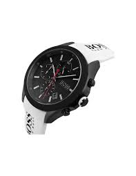 Hugo BOSS® Men’s Quartz White Silicone Strap Black Dial 44mm Watch 1513718