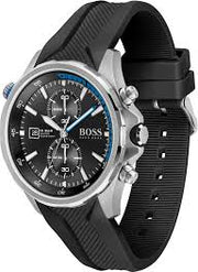 Hugo Boss Silicone Black Dial Chronograph Men's Watch - 1513820