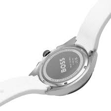 Hugo Boss Men’s Quartz White Silicone Strap Grey Dial 44mm Watch 1513948