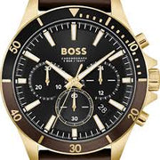 HUGO BOSS Men's Chronograph Troper 1514100 Watch Stainless Steel Leather Strap