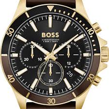 HUGO BOSS Men's Chronograph Troper 1514100 Watch Stainless Steel Leather Strap