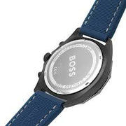 Hugo Boss Men’s Quartz Blue Silicone Strap Grey Dial 44mm Watch 1513972