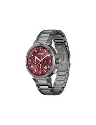 Hugo Boss Grey Steel Red Dial Chronograph Men's Watch - 1514000