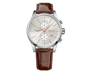 Hugo Boss Jet Silver Dial Brown Leather Chronograph Men’s Stainless Steel 42mm Watch - 1513280