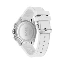 Hugo Boss Men’s Quartz White Silicone Strap Grey Dial 44mm Watch 1513948