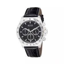 Hugo Boss Men’s Chronograph Leather Strap Black Dial 45mm Watch 1513752