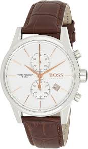 Hugo Boss Jet Silver Dial Brown Leather Chronograph Men’s Stainless Steel 42mm Watch - 1513280