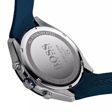 Hugo BOSS® Men’s Quartz Blue Silicone Strap Black Dial 44mm Watch 1513717