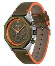 Hugo Boss Analog Quartz Watch with Green Dial and Green Leather Strap - Model 1514018