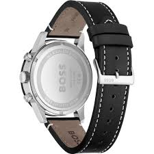 Hugo Boss Men’s Quartz Black Leather Strap Black Dial 44mm Watch 1513920