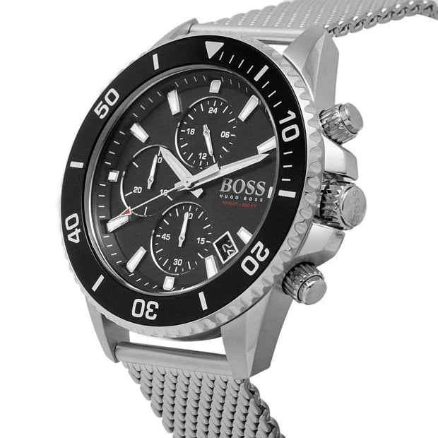 Hugo Boss® Men’s Quartz Silver Stainless Steel Black Dial 45mm Watch - 1513904