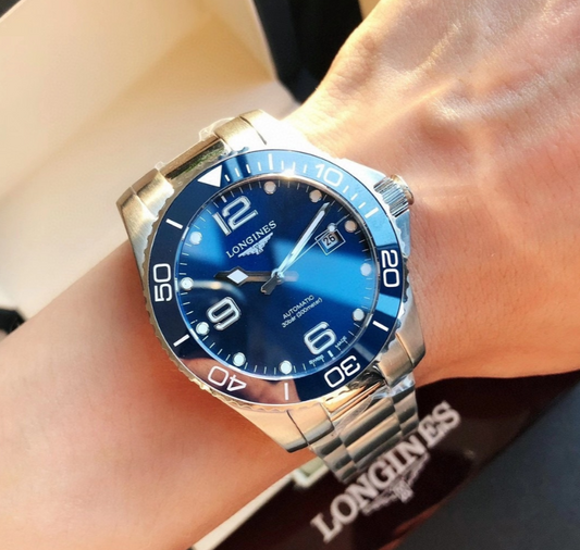 Longines HydroConquest blue dial watch front
