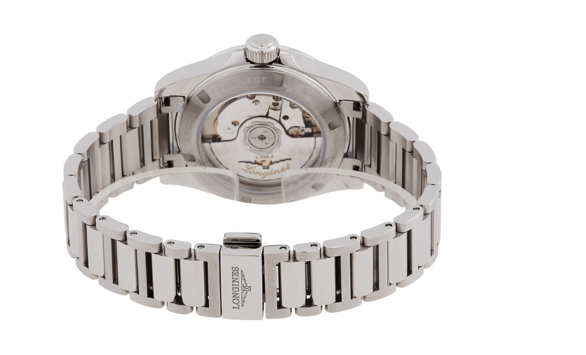 Longines Conquest L3.720.4.52.6 black dial 38mm watch caseback and bracelet
