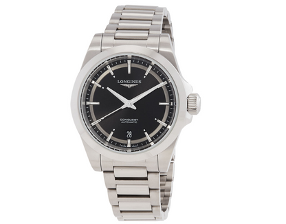 Longines Conquest L3.720.4.52.6 black dial 38mm watch front view