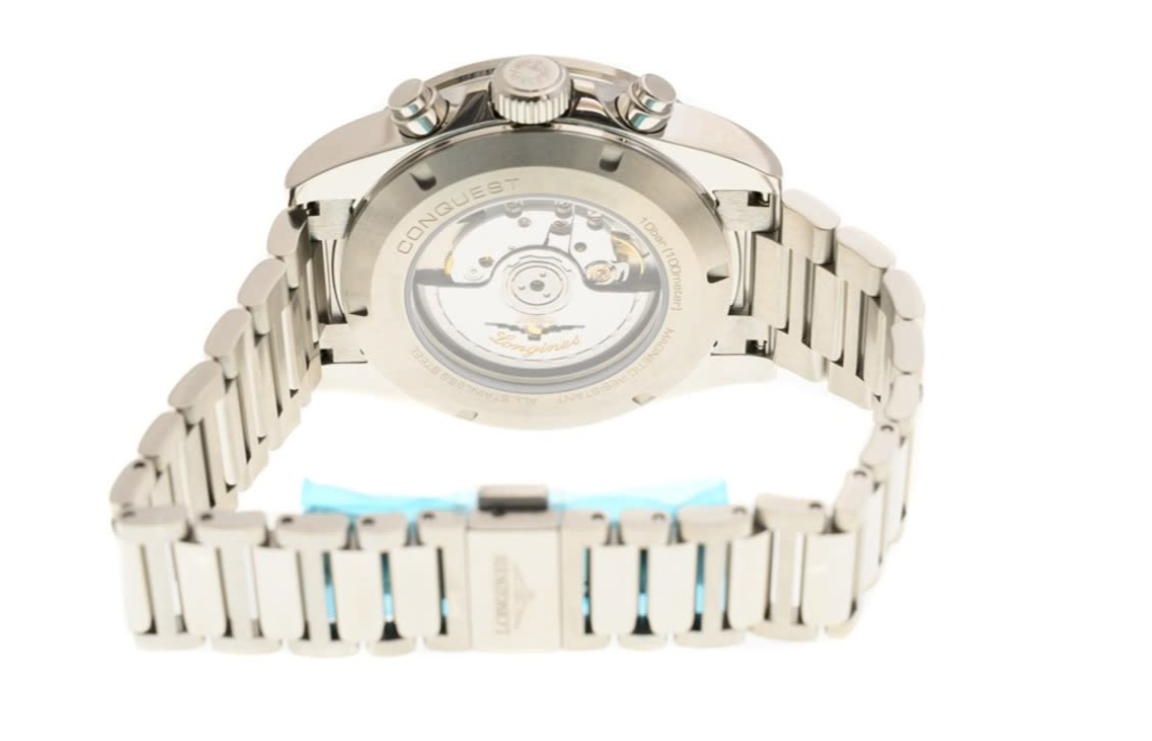 Longines Conquest Chronograph L3.835.4.32.6 exhibition caseback and bracelet