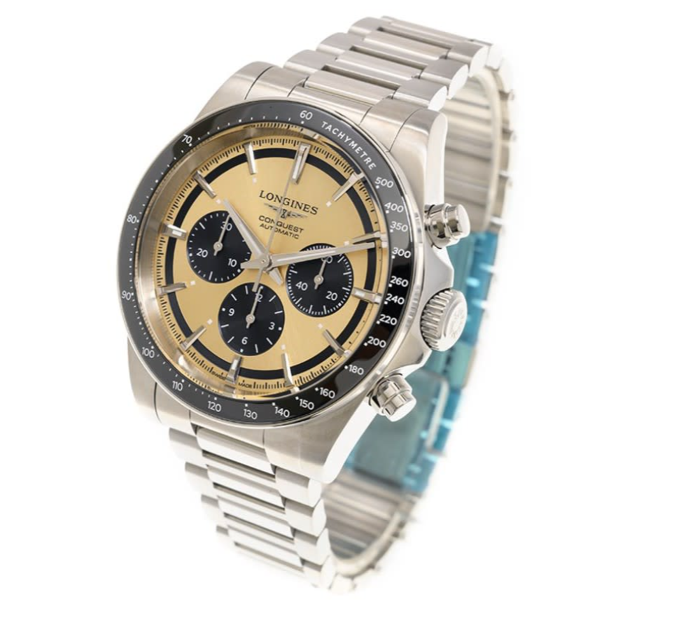 Longines Conquest Chronograph L3.835.4.32.6 champagne dial and stainless steel bracelet