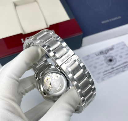 Longines Master Collection transparent caseback and bracelet clasp