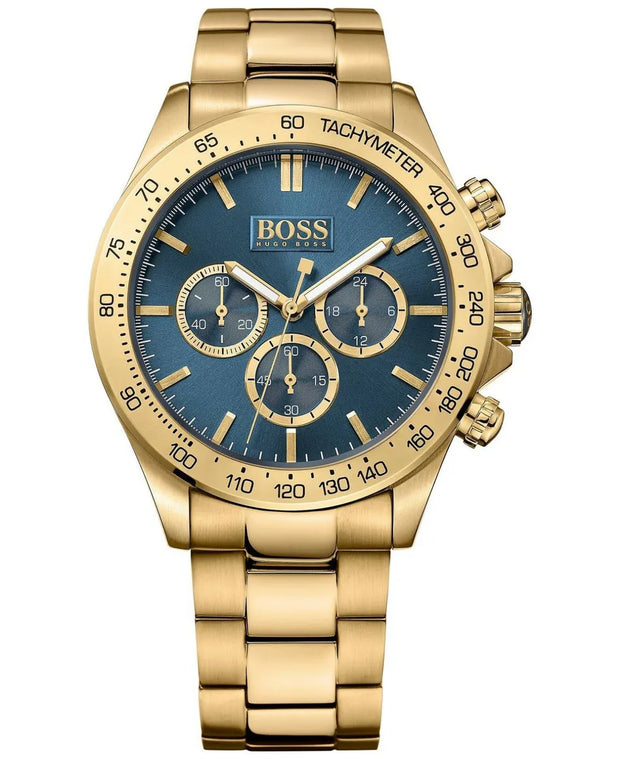 Hugo BOSS® Quartz Men's Watch HB1513340 44mm Yellow Gold Blue Bracelet